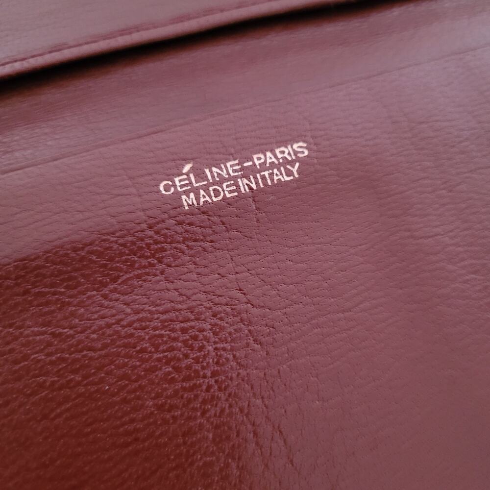 Celine Vintage Bifold Geniue Leather Large Wallet Red Carriage Logo Unisex Long - Picture 4 of 9